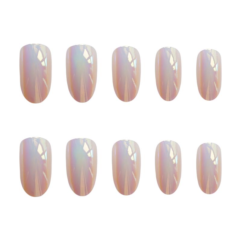 BELLA HADID Long Oval High gloss Chrome Nails