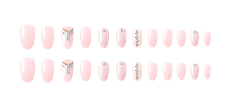 Baby Pink Glossy nails with Rhinestone Detailing