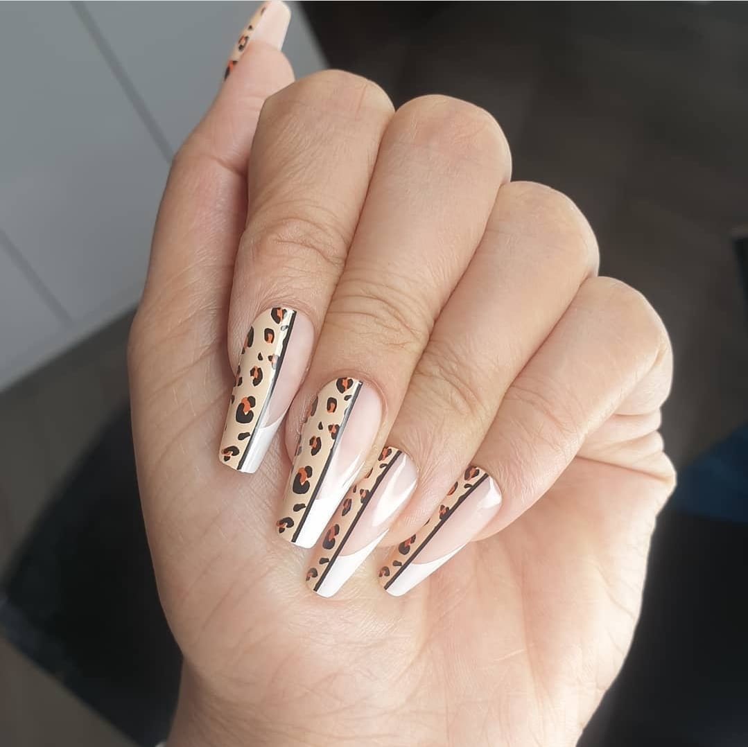 Animal Print Glossy Coffin Nails