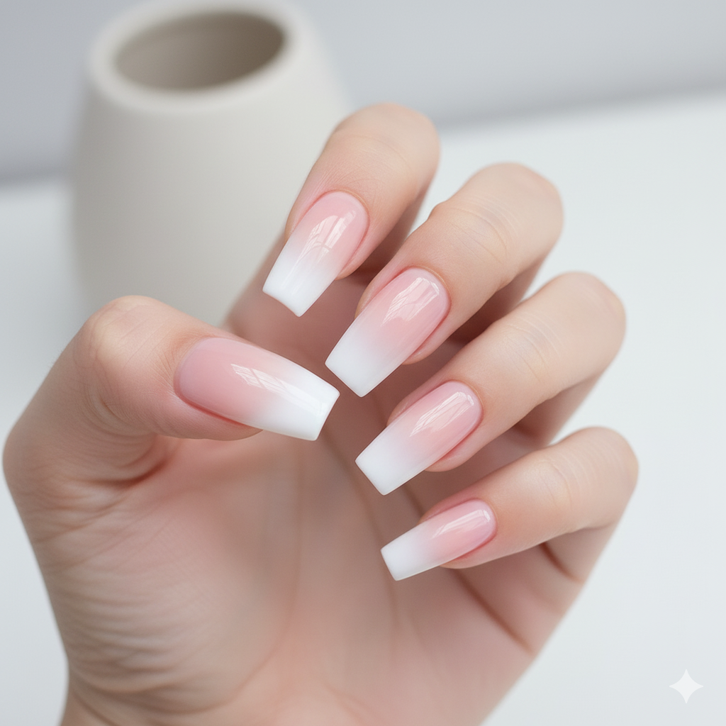 FRENCH OMBRE Coffin Nails