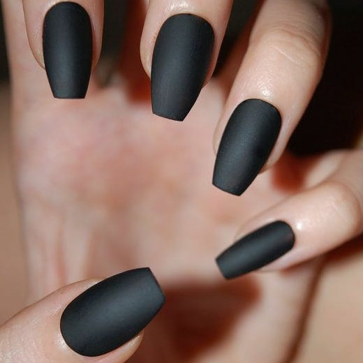 Coal Black Matte Nails
