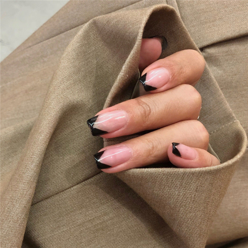 Black Tips French Nails