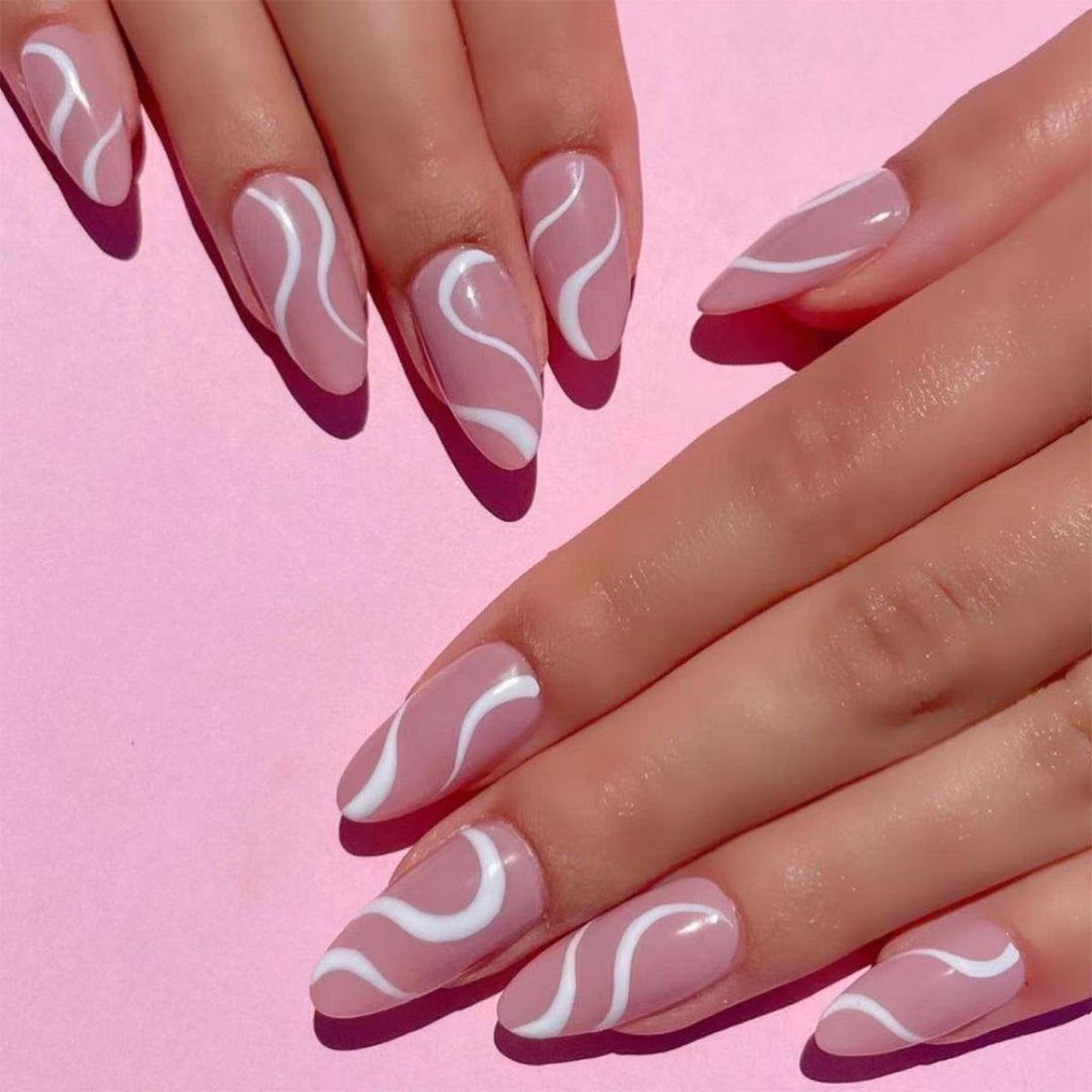 Abstract Nails Pink