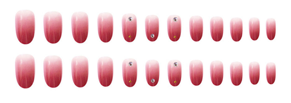 Festive nails - Pink Ombre with Rhinestones